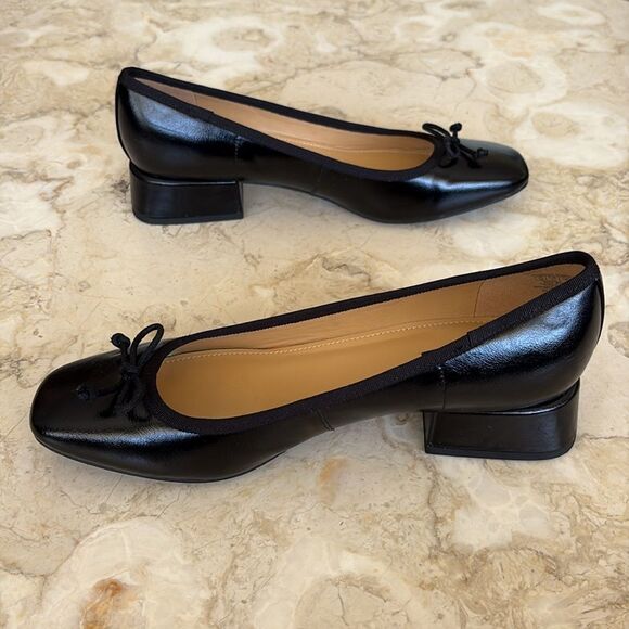 NEW! Nine West Women's Saruh Ballerina Pump Heels Black Vegan Leather $140 - Picture 5 of 12